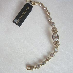 Authentic Givenchy Gold Tone Clear Crystals Bracelet